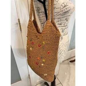 Unbranded Women’s Straw Brown Raffia Purse Handbag and matching wallet.